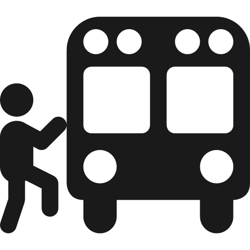 Person boarding school bus icon, solid style, from Pinhead Map Icons