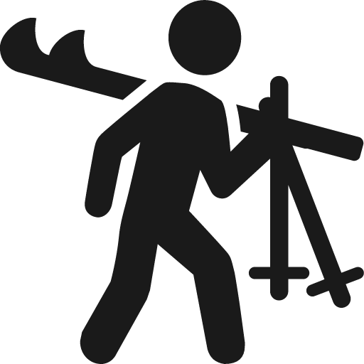 Person carrying skis and ski poles icon, solid style, from Pinhead Map Icons