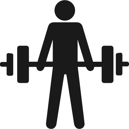 Person holding barbell icon, solid style, from Pinhead Map Icons