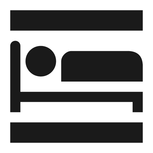 Person sleeping in bed between floor and ceiling icon, solid style, from Pinhead Map Icons