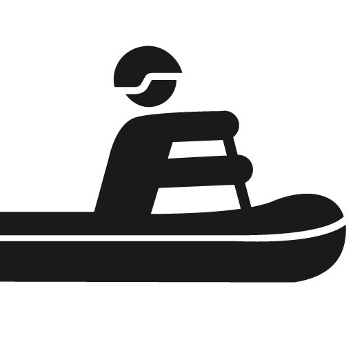 Person wearing helmet paddling raft icon, solid style, from Pinhead Map Icons