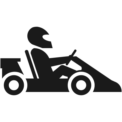 Person wearing racing helmet driving go kart icon, solid style, from Pinhead Map Icons