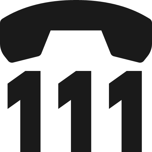 Phone down above 111 icon, solid style, from Pinhead Map Icons