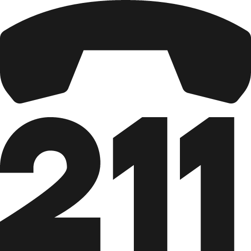 Phone down above 211 icon, solid style, from Pinhead Map Icons