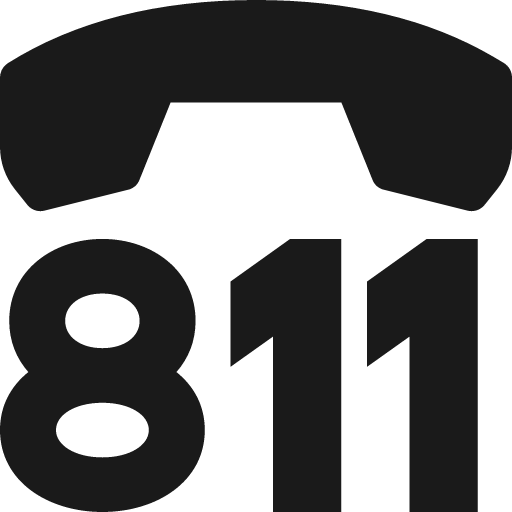 Phone down above 811 icon, solid style, from Pinhead Map Icons