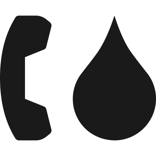 Phone right beside droplet icon, solid style, from Pinhead Map Icons