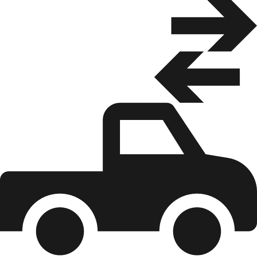 Pickup truck and arrow right above arrow left icon, solid style, from Pinhead Map Icons