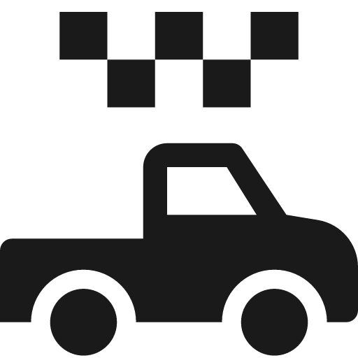 Pickup truck under taxi checkerboard icon, solid style, from Pinhead Map Icons