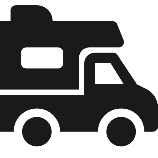 Pickup truck with slidein camper icon, solid style, from Pinhead Map Icons