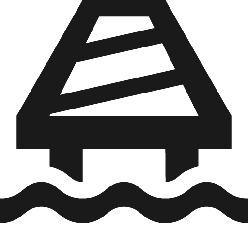 Pier mounted in water icon, solid style, from Pinhead Map Icons