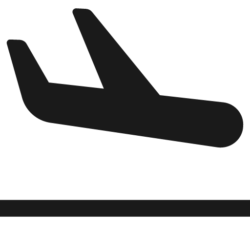 Plane descending above ground icon, solid style, from Pinhead Map Icons