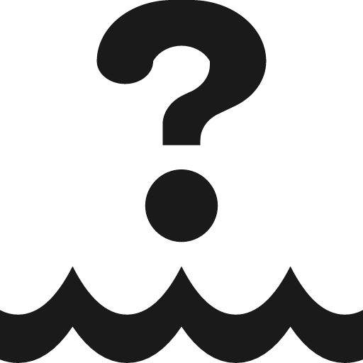 Question mark above water icon, solid style, from Pinhead Map Icons
