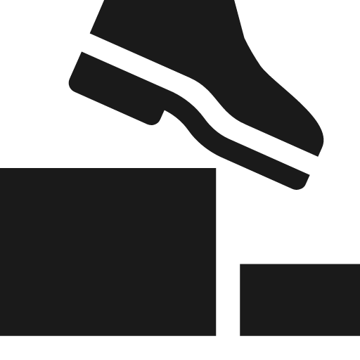 Raised curb under shoe icon, solid style, from Pinhead Map Icons