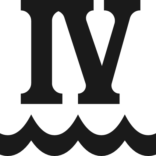 Roman numeral iv above water icon, solid style, from Pinhead Map Icons