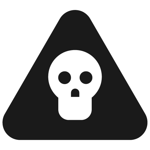 Rounded triangle up with skull icon, solid style, from Pinhead Map Icons
