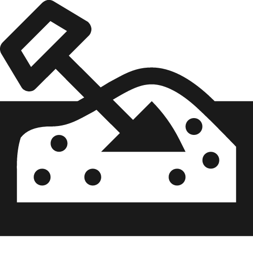 Sandbox with sand trowel icon, solid style, from Pinhead Map Icons