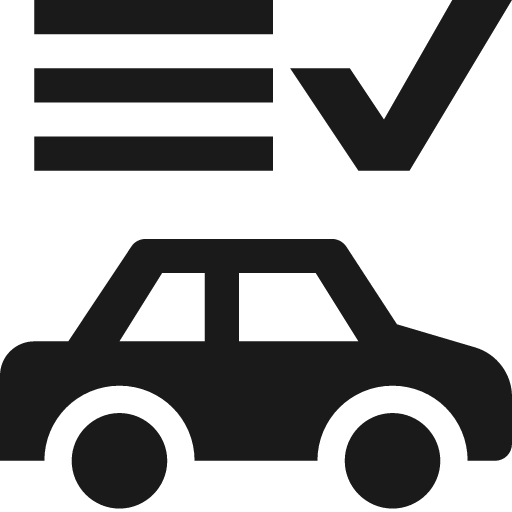 Sedan under list beside checkmark icon, solid style, from Pinhead Map Icons
