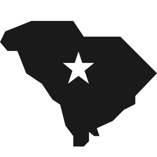 South carolina with capital star icon, solid style, from Pinhead Map Icons