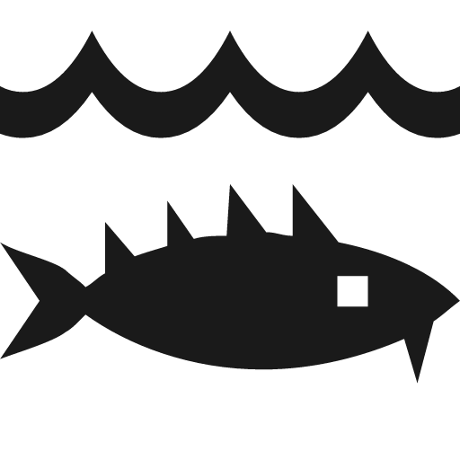Spiky fish under water icon, solid style, from Pinhead Map Icons