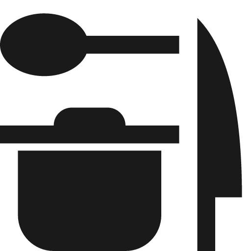 Spoon and chefs knife and pot icon, solid style, from Pinhead Map Icons