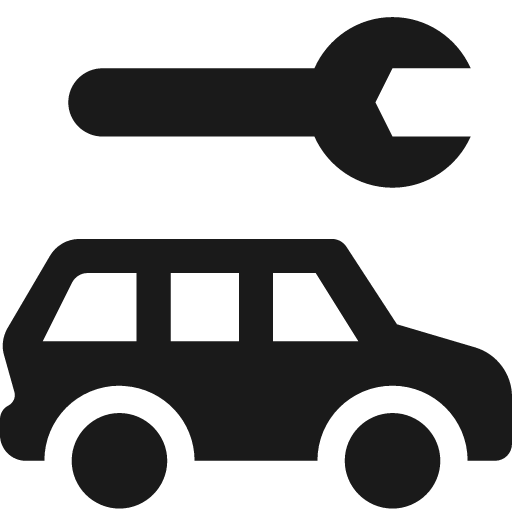 Station wagon under wrench icon, solid style, from Pinhead Map Icons