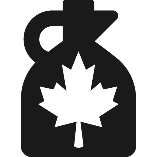 Syrup jug with maple leaf icon, solid style, from Pinhead Map Icons