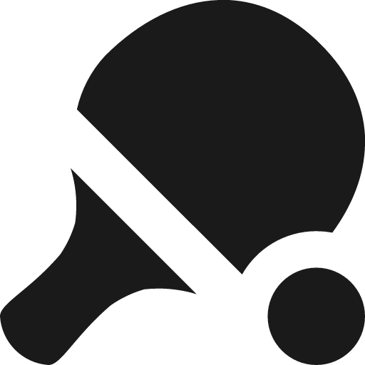 Table tennis paddle and ball icon, solid style, from Pinhead Map Icons