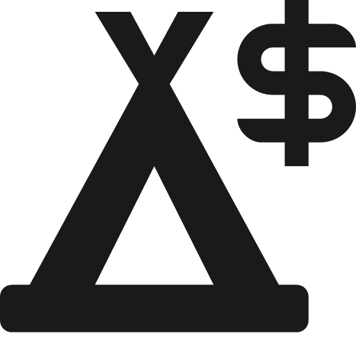 Tipi campsite with dollar icon, solid style, from Pinhead Map Icons