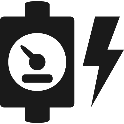 Utility meter with bolt icon, solid style, from Pinhead Map Icons