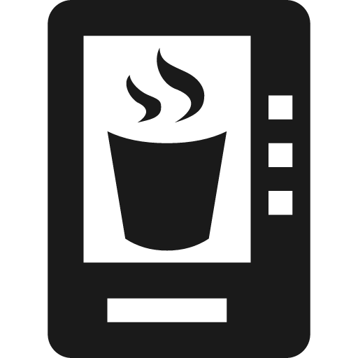 Vending machine with drink cup with steam icon, solid style, from Pinhead Map Icons