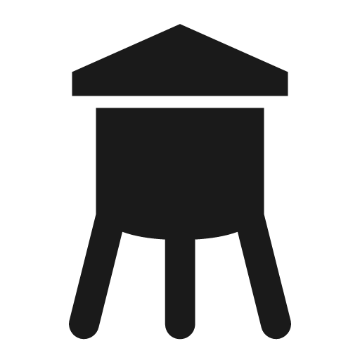 Water tower icon, solid style, from Pinhead Map Icons
