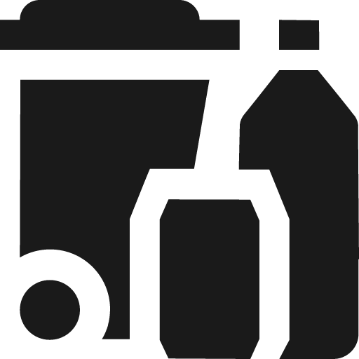 Wheelie bin and drink bottle and can icon, solid style, from Pinhead Map Icons