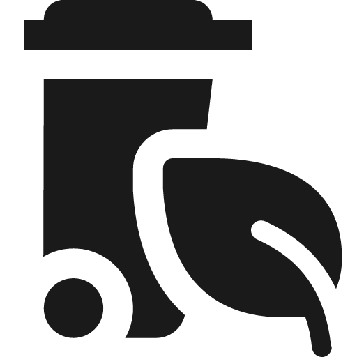 Wheelie bin and leaf icon, solid style, from Pinhead Map Icons