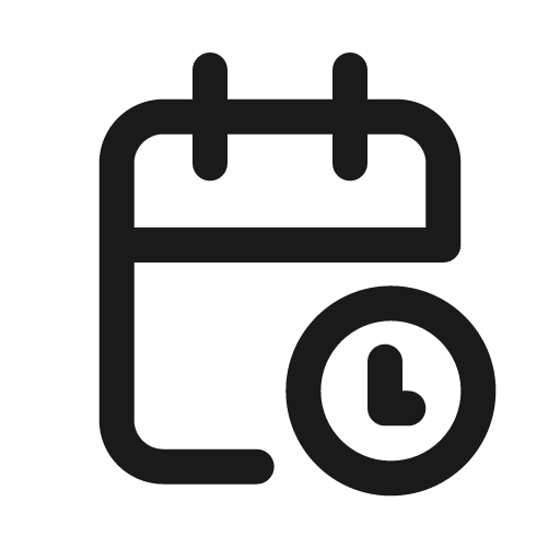 Calendar clock icon, solid style, from Prime Icons