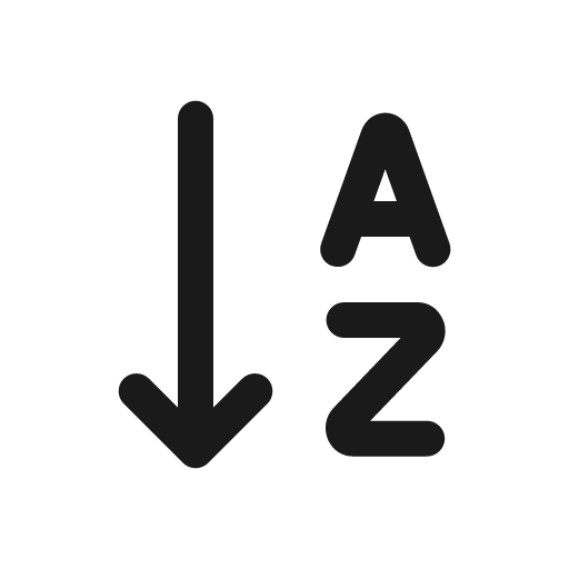 Sort alpha down icon, solid style, from Prime Icons