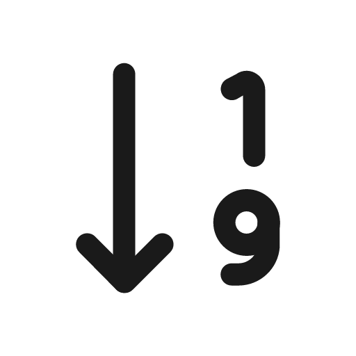 Sort numeric down icon, solid style, from Prime Icons