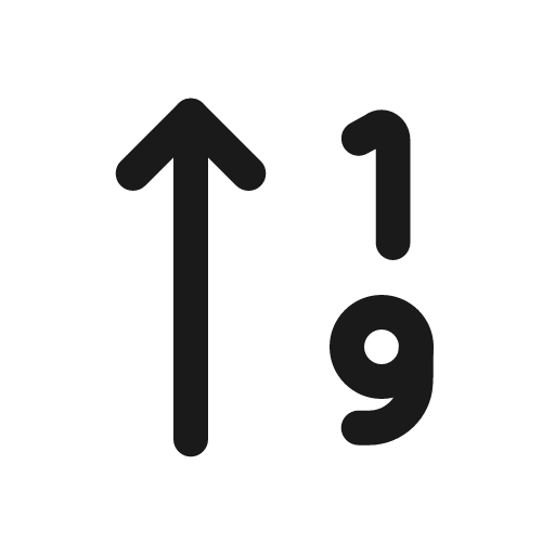 Sort numeric up icon, solid style, from Prime Icons