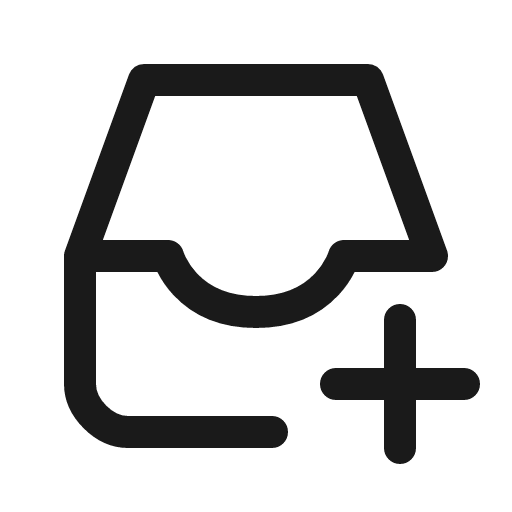 Inbox add icon, line style, from Quill Icons