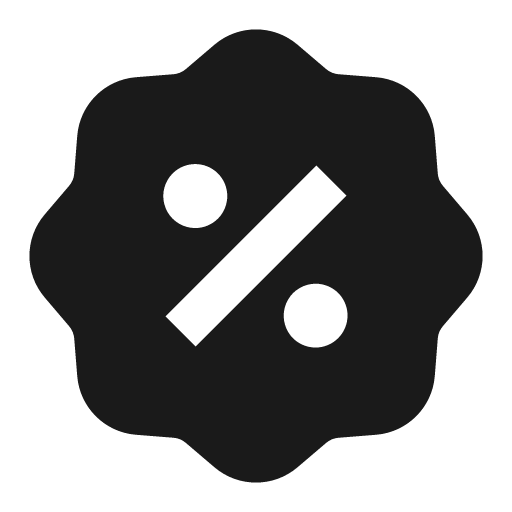 Discount percent fill icon, filled style, from Remix Icon