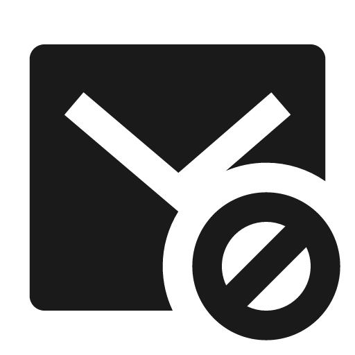 Mail forbid fill icon, filled style, from Remix Icon