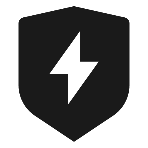 Shield flash fill icon, filled style, from Remix Icon