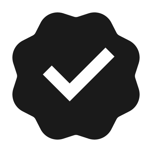 Verified badge fill icon, filled style, from Remix Icon