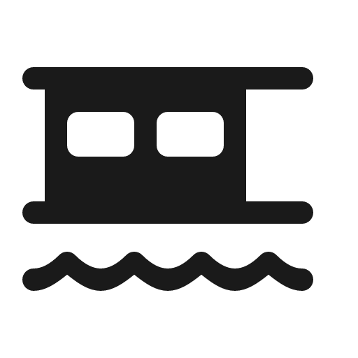 Houseboat icon, solid style, from Röntgen