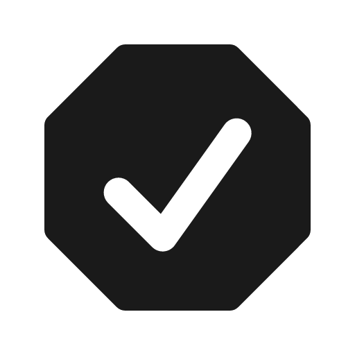 Octagon check fill icon, filled style, from Sargam Icons