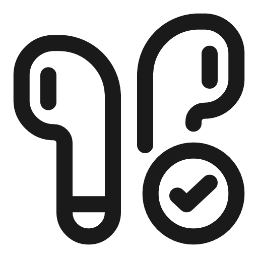 Airbuds check linear icon, line style, from Solar