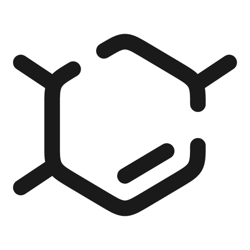 Benzene ring broken icon, line style, from Solar