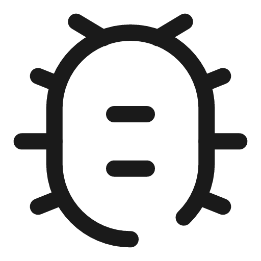 Bug minimalistic broken icon, line style, from Solar