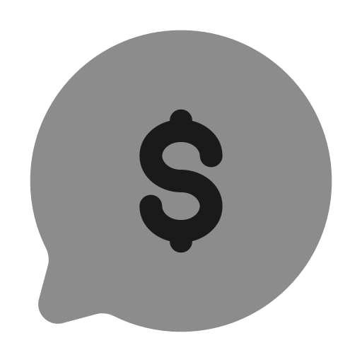 Chat round money bold duotone icon, two-tone style, from Solar