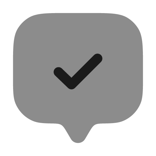 Chat square check bold duotone icon, two-tone style, from Solar