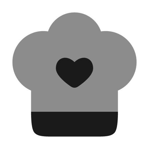 Chef hat heart bold duotone icon, two-tone style, from Solar